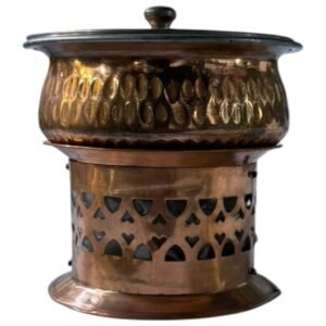 Engraved Copper Casserole with Burner.