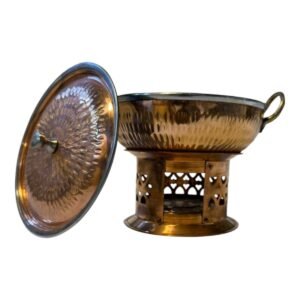 Brown Round Copper Karahi Chafing Dish
