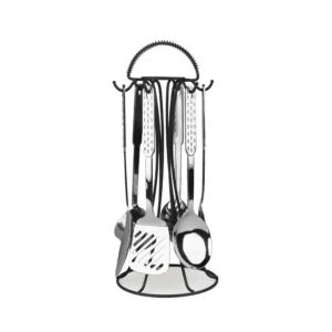 Stainless Steel 7 Pcs Serving Spoon Set With Stand