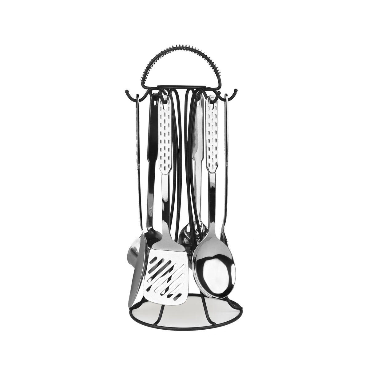 Stainless Steel 7 Pcs Serving Spoon Set With Stand - Image 3