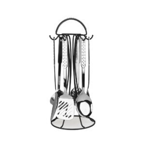 Stainless Steel 7 Pcs Serving Spoon Set With Stand