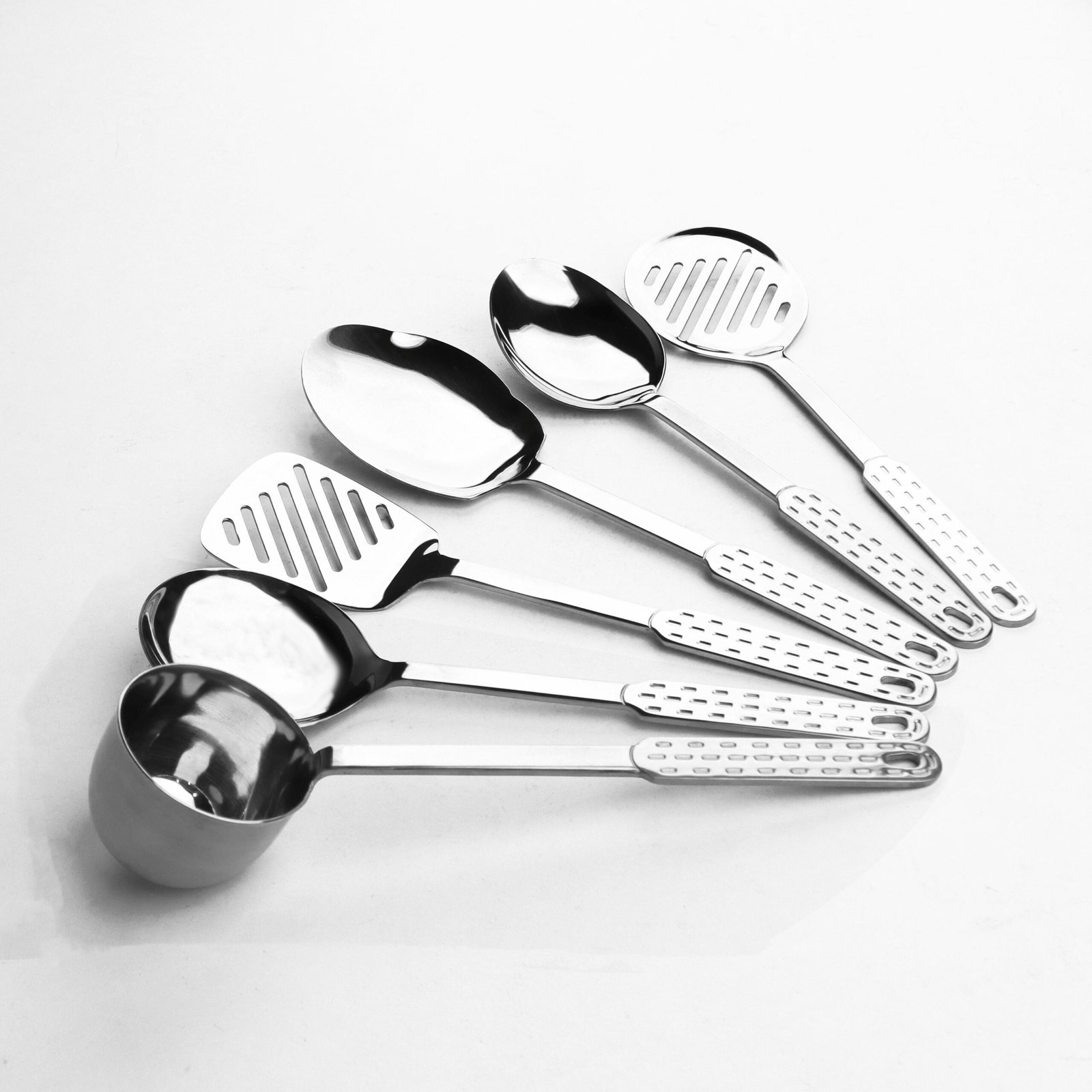 Stainless Steel 7 Pcs Serving Spoon Set With Stand - Image 5
