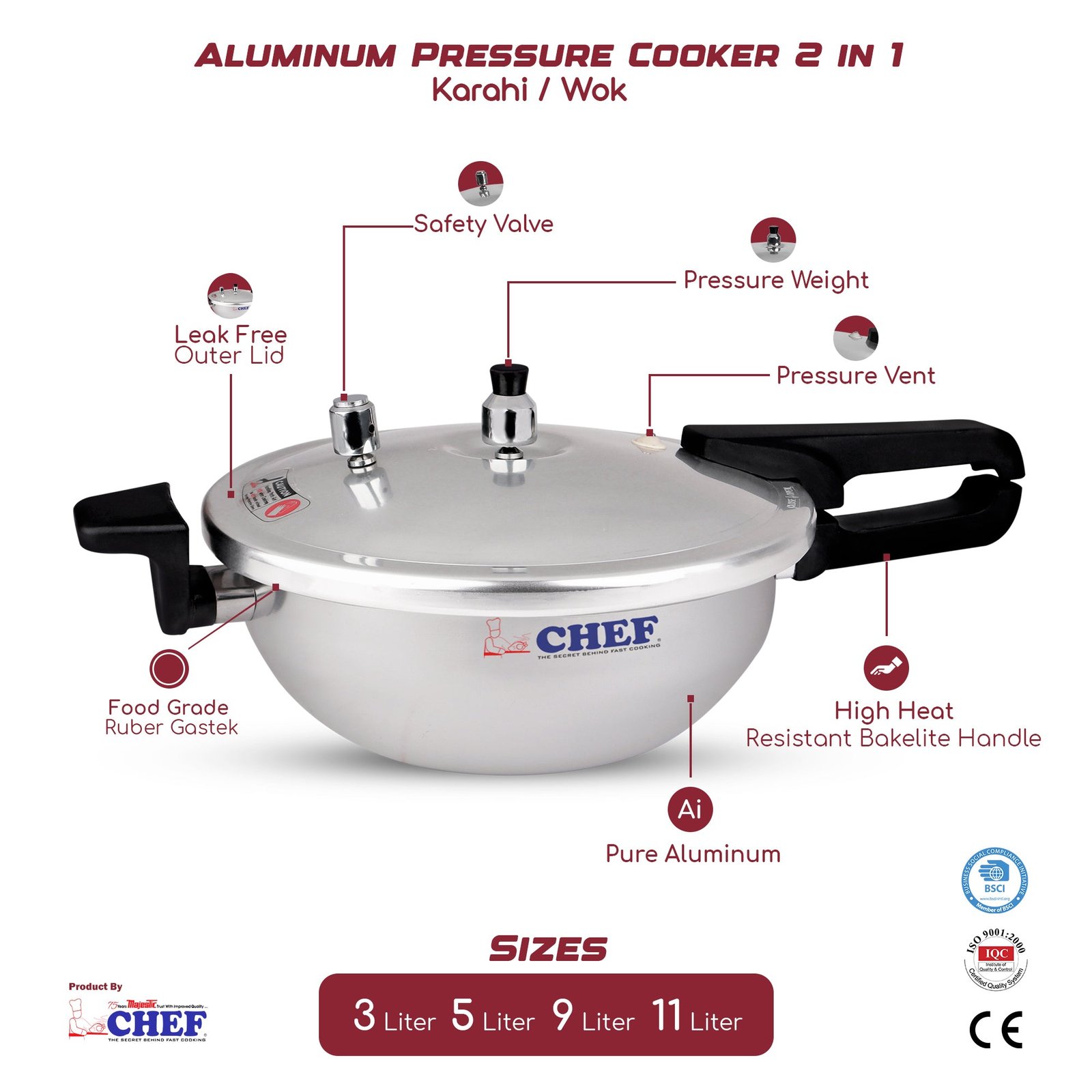 Combo Deals - Pressure Cooker Karahi 9 Liter With 6 Pcs Table Spoon- Deal #10 - Image 2