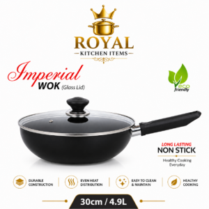 KK Non-stick Imperial Wok (Long Handle) + Glass Lid