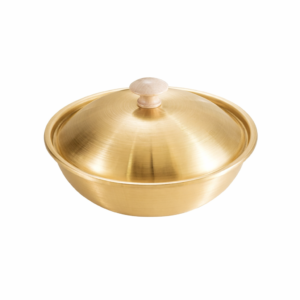 Majestic Chef Stainless Steel Gold Plated WOK with Double Handles and Lid - KOREAN