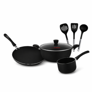 Majestic Premium Quality Mini Nonstick Gift Set 3 Pcs Kitchen Set - Tawa Wok & Spoons / Trio Series- Deal #16