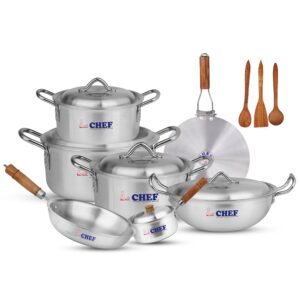Chef Best Aluminum Cookware Set / Gift Set - Endure Series ( 15 Pcs )-Metal Finish