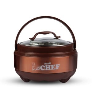 Majestic Chef Stainless Steel Clarion Hot Pot With Glass Lid - Brown - Large 4 L