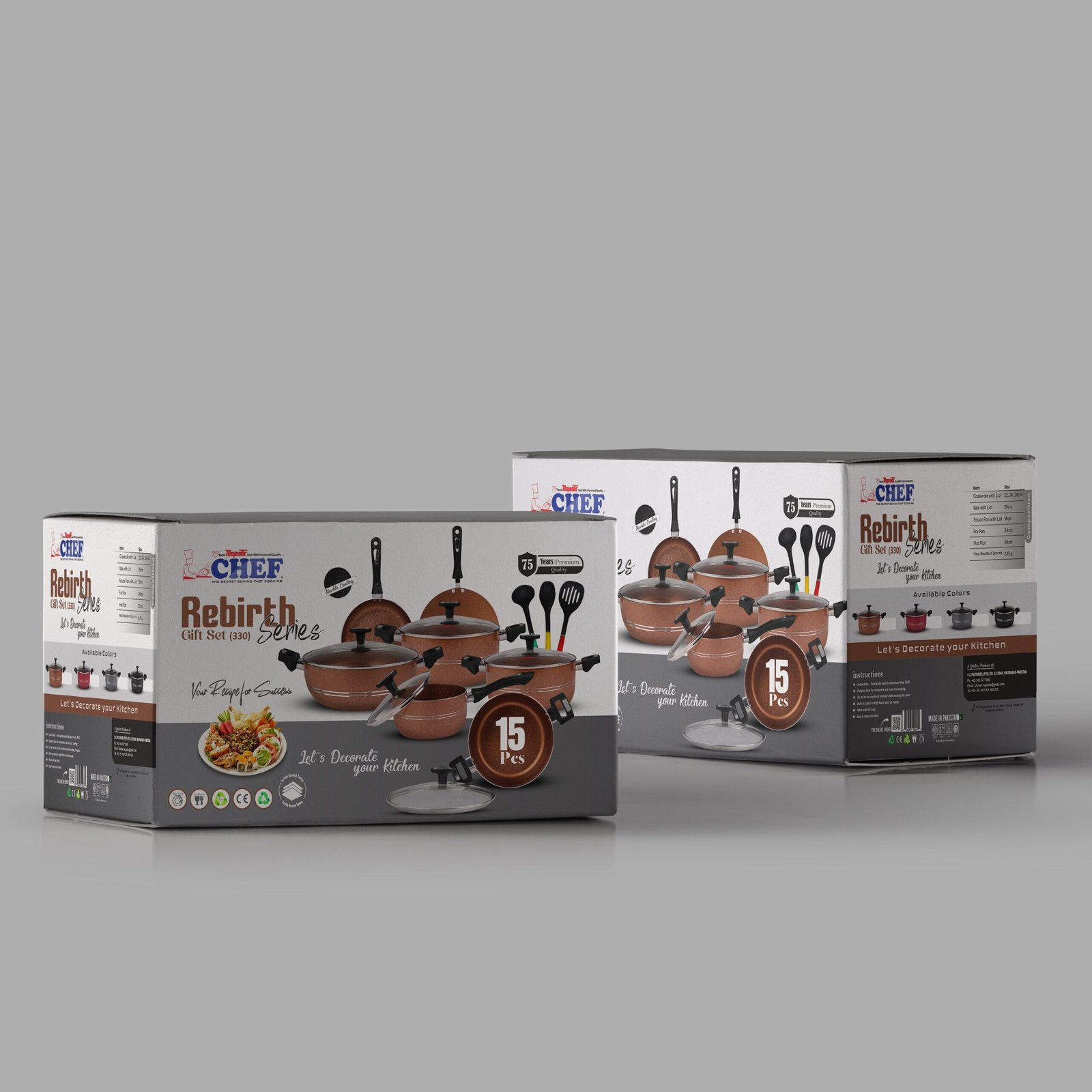 Chef Best Aluminum Non Stick Kitchen Set 15 Pcs New Arrival Cookware Set - Copper Rebirth - Image 10