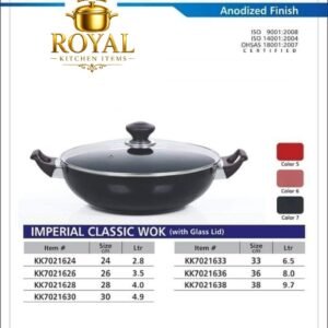 KK Non-stick Wok/Karahi Imperial Classic Wok (Glass Lid)